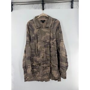 Lane Bryant Camo Utility Jacket Womens 26/28 Green Camouflage Lyocell Field Coat